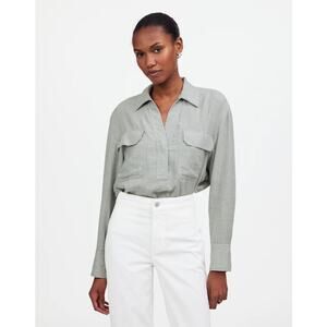 Madewell Popover Shirt in Grey as Header‎ Flannel Pocket XS NT237 Casual Cozy